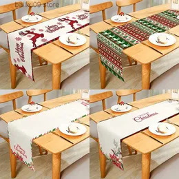 Juldekorationer Julreindeers Santa Red Black Buffalo Check Decorative Table Runner For Home Dining Table Festival Party Multiple Size T231003