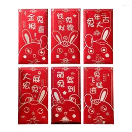 Подарочная упаковка 2023 Китайский год, красные конверты, набор из 6 праздничных сумок для денег, поставки, падение