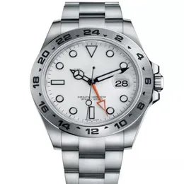 SX Asia Watches GMT 42mm 216570 Weißes schwarzes Zifferblatt Orange Nadel Edelstahl Explorer Mechanische Automatik Herrenuhren292A