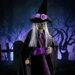 72 Animatronics Witch Halloween Decorations - Sound Activated with Creepy Sound, Motion, Light Up Eyes, Haunted House Decor Horror Prop f