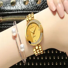 Crrju New Fashion Women'sWhionist Watches with Diamond Golden Watchband Top Luxury Brand Ladies Jewelry Bracelet Clock女性219i