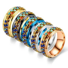 Banda Anéis Spinner Anel para Mulheres Homens Ansiedade Alívio 6mm Fidget Aço Inoxidável Cz Strass Perfeito S Festas Celebrações Dhgarden Dhoby