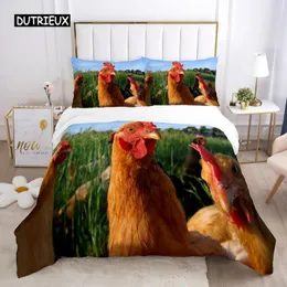Bedding Sets Chicken Duvet Cover Set Cool Animal Pattern Comforter Funny Microfiber Wildlife Quilt