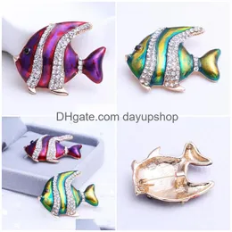 Pins Brooches Blucome Vivid Striped Fish Brooch Enamel Animal Cor For Women Kids Coat Shirt Hat Bag Hijab Party Accessories Drop Deliv Dh6O5