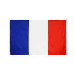 Flagi banerowe 50pcs 90x150 cm France Flag Flag Poliester wydrukowany Europejczyk z 2 mosiężnymi przelotkami do wiszącego francuskiego narodowego i sztandary upuszczają DHIWV