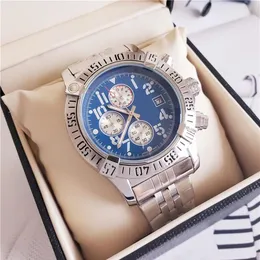 Luxury Mens Watches Challenger Series Pasmo ze stali nierdzewnej 48 mm case subal Dial Works Chronograph Quarzt ogląda wysokiej jakości rękę 2228D