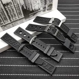 Silikon av hög kvalitet gummi tjockt klockband 22mm 24mm svart klocka rem för Navitimer Avenger Breitling2023