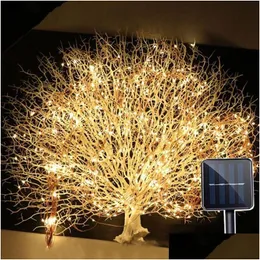 LED 문자열 태양열 스트링 요정 조명 따뜻한 흰색 5m 50 방수 야외 화환 파워 램프 정원 장식을위한 크리스마스 DROP DHIZQ