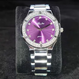 Wristwatches MISSFOX Platinum Purple Dial Ladies Watch Travel Party Pograph Watches Woman Gift Stainless Steel Waterproof Women Wr240Z