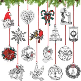 32 Pcs Metal Christmas Tree Ornaments Solid Zinc Decorative Hanging Ornament Alloy Xmas Party Pendant Gift DIY Handcrafted Holiday Ornament