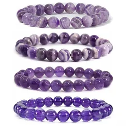 Beaded Healing Chakra Amethyst Strand Bracelets For Men Women 8Mm Purple Crystal Stretch Energy Relief Reiki Yoga Diffuse Dr Dhgarden Dhlo1