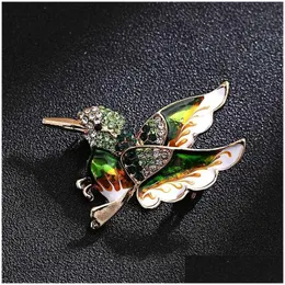 Spille Spille Alla moda con strass Goccia di olio Spilla selvaggia Animale a forma di uccello Pin Cor Gioielli per le donne Consegna Dha6C