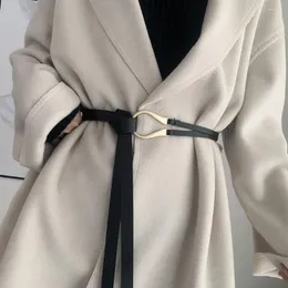 Belts Adjustable Thin Coat Dress Sweater No Punching Waistband PU Leather Belt U-Shape Buckle Knotted Waist Strap