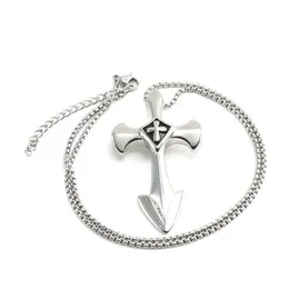 Chains Hip Hop Style Cross Pendant Necklace For Men 316 Stainless Steel Anchor With Titanium Shield Pendant.