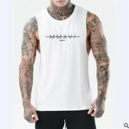 2019 new Design Men Fitness Tank Top Bodybuilding gyms clothing Sporting Wear Vest muscle Sleeveless round neck cotton Undershirt278J