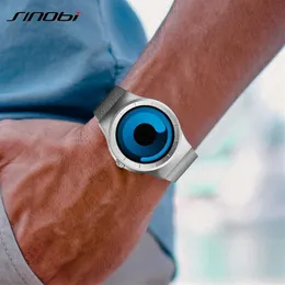 SINOBI Brand Creative Sports Quartz Watch Men Stainless Steel Strap Mens Watches Talent Fashion Rotation Clock Relogio Masculino X264q
