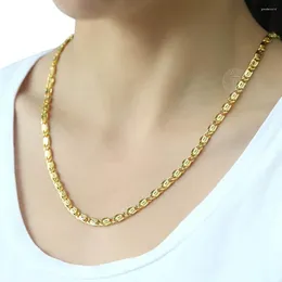 Chains Davieslee 4.5mm Mens Womens Chain Snail Link Gold Color Necklace Fashion Jewelry Gifts Wholesale DGN302