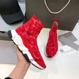 Sneake Sole balencaigalies Shoes balencigalies knit 7A Sports Designer Clear Luxury stretch Red slip on Speed Sock White Trainer and Sneakers Red With Box ANJG