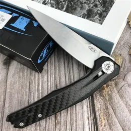 Zero Tolerance 0707 Assisted Flipper Knife Drop Point Blade 3D Machined Carbon Fiber and Titanium Handles Utility Outdoors Tactical Hunting Cutting Tools
