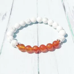 MG0442 8 mm Carnelian Women's Armband Howlite Emotional Balance Armband Natural Gem Stone Handgjorda armband Whole308x