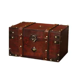 Retro Treasure Chest Vintage Wood Storage Box Antique Style Jewelry Organizer for Jewelry Box TRINKET1970