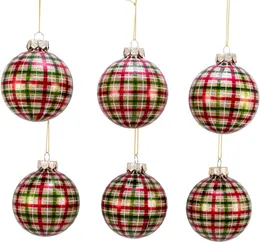 80MM Glass Ball, 6 Piece Box Ornament, red, Green, Gold, White,Christmas