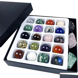 Loose Gemstones Natural Crystal Healing Stone Sphere Ball Set 20Pcs/Box No Hole Gemstone Round Bead Women Men Gift Drop Delivery Jewel Dhpjs