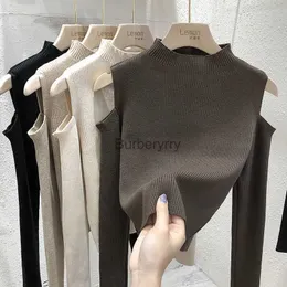 女性のセーターセーターセーターの女性秋/冬の肩長袖の固体色のupturtleneck女性のセータードロップシッピングKSL004L231004