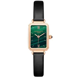 Relógios de pulso Moda À Prova D 'Água Relógio Feminino Simples Temperamento Malaquita Textura Dial Net Vermelho Mesmo Estilo Quadrado Pequeno Green3021