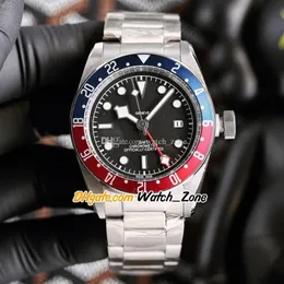 Data 42 mm GMT Black Dial Asian 2813 Automatyczne M79830RB -0001 Męskie zegarek M79830RB Blue Red Resel Bransoletka ze stali nierdzewnej Watc256Q