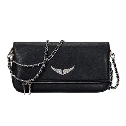 ZV 체인 가방 디자이너 날개 다이아몬드 아이언 링 가방 여성 어깨 가방 리벳 핸드백 크로스 바디 지갑