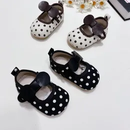 First Walkers Baby Girl Shoes Walker Bohemian Sandals Toddler Princess Non-slip Bow Black White Polka Dots Born