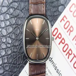 High Quality Watches Golden Ellipse Stainless Steel Miyota 9015 Autoamtic Mens Watch 3738 100G-012 Sapphire Brown Dial Leather Str304T