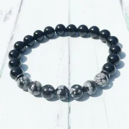 MG0437 2019 Men's Energy Bracelet Natural Snowflake Bracelet Top Grand 8 mm Black Tourmaline Protection Bracelet276n