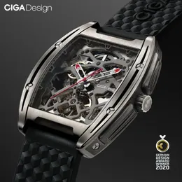 Ciga Design Zシリーズチタンケース自動機械腕時計シリコンストラップ時計とLJ202558用の1つのレザーストラップ付き