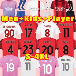 IBRAHIMOVIC 23 24 camisetas de fútbol MILAN GIROUD R. LEAO BENNACER KESSIE ROMAGNOLI CALHANOGLU TONALI REBIC 2023 2024 camiseta de fútbol fanáticos Versión del jugador hombres niños 3XL 4XL