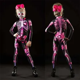 Special Occasions New Brand Parent-child Wear Scary Ghost Costume Rose Skeleton Halloween Human Skeletal Bones Print Jumpsuit x1004