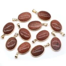 Loose Gemstones 18X25Mm Natural Goldstone Stone Irregar Waterdrop Shape Exquisite Quartz Agate Charms For Jewelry Making Necklace Brac Dh2Y9