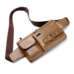 Outdoor Bags Fashion Travel Shoulder Chest Pack For Male Brand PU Leather Men's Waist Bag 2023 Fanny Men Belt Cigarette Phone Pouch