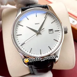 New Calatrava Steel Case 5227 5227G-001 A2813 Automatic Mens Watch Silver Dial Leather Strap Gents Watches Hello Watch HWPP 5 Colo297v