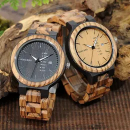 ボボ鳥のオリジナルブランドメンズ完全カレンダーウォッチQuartz Woodブレスレットドロップwholer china luxury Watch for men318u