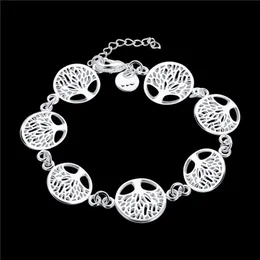 Women's Sterling Silver Plated tree of Life Charm Bracelet GSSB607 fashion 925 silver plate jewelry bracelets169v