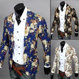 Whole-Men Floral Casual Slim Blazers 2017 Nowa przybycie moda moda pojedyncza piersi mężczyźni menu menu marynarka Wsadze kostiumy dla piosenkarza 2783