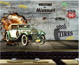 Wallpapers Custom Mural 3d Wallpaper For Walls In Rolls Retro Vintage Car Brick Wall Home Decor Living Room Po On The