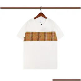 Męskie koszulki projektant męski luksusowa koszulka damska krótka moda brązowa Brown Check Drukuj swobodny z marką projektanci listów upuść de dhfwc