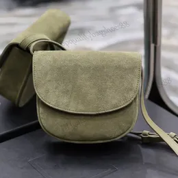 Kaia Small Satchel Suede Saddle Bag i släta läder axelväskor Toppkvalitet lyxdesigner kvinnor klassisk krokodil präglad crossbody handväska