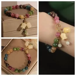 Strand ge lycka till och frisk naturfärgad turmalin armband färgglad pärla modesmycken orkidé pendellat pärlor