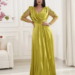 Oct Aso ebi Gold Gold A-Line Line Dresses Beaded Lace Evening Prom Party Party Birthday Celebrity Mother of Groom Dress Zj355 407