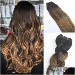 Capelli umani tesse Yage Ombre Dye 28 Marrone Vendita di alta qualità Capelli vergini brasiliani Estensioni del tessuto Fasci 100G Consegna di goccia P Dhdq1