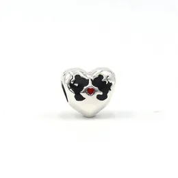 Ny ankomst 100% 925 Sterling Silver First Kiss Heart Charm Fit Original European Charm Armband Smycken Tillbehör297p